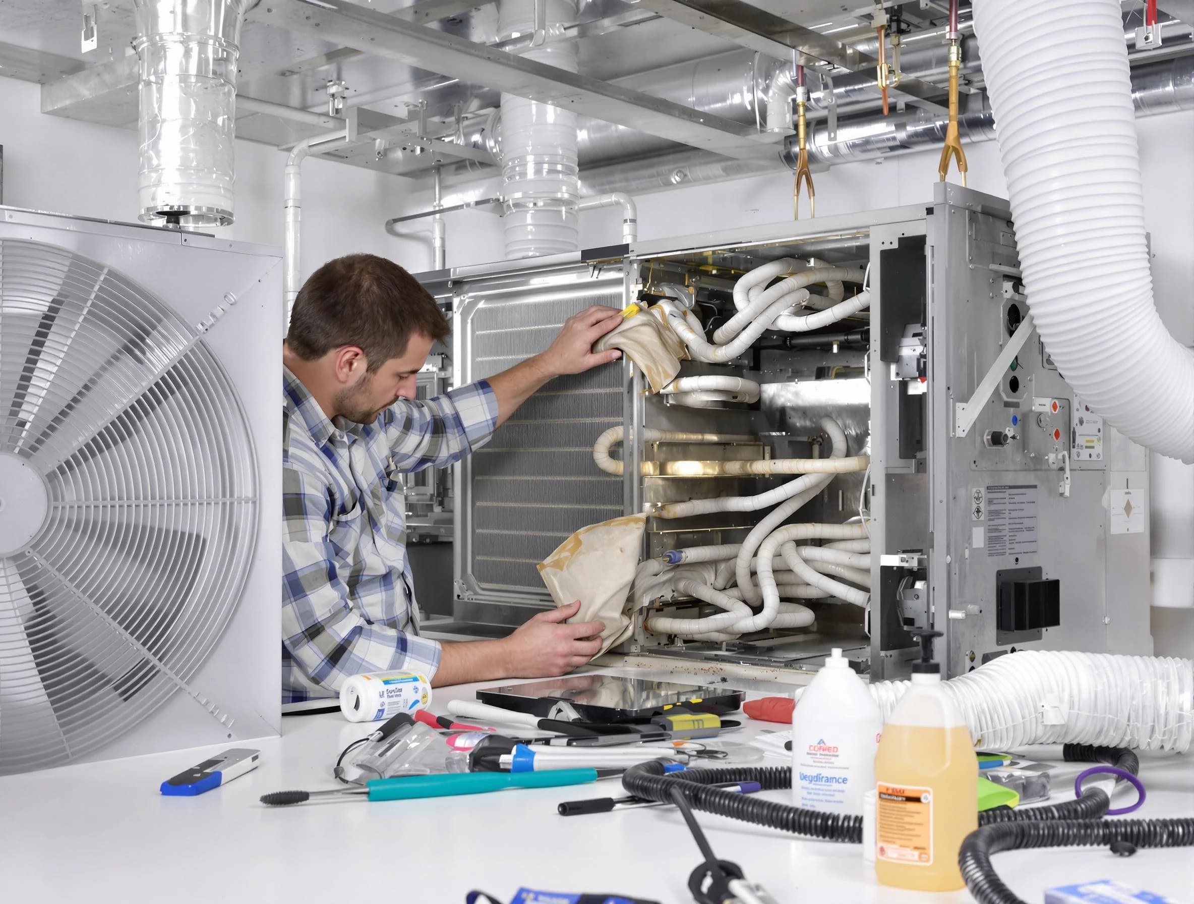 Bosque Farms Air Duct Cleaning specialist performing precision AC coil cleaning in Bosque Farms