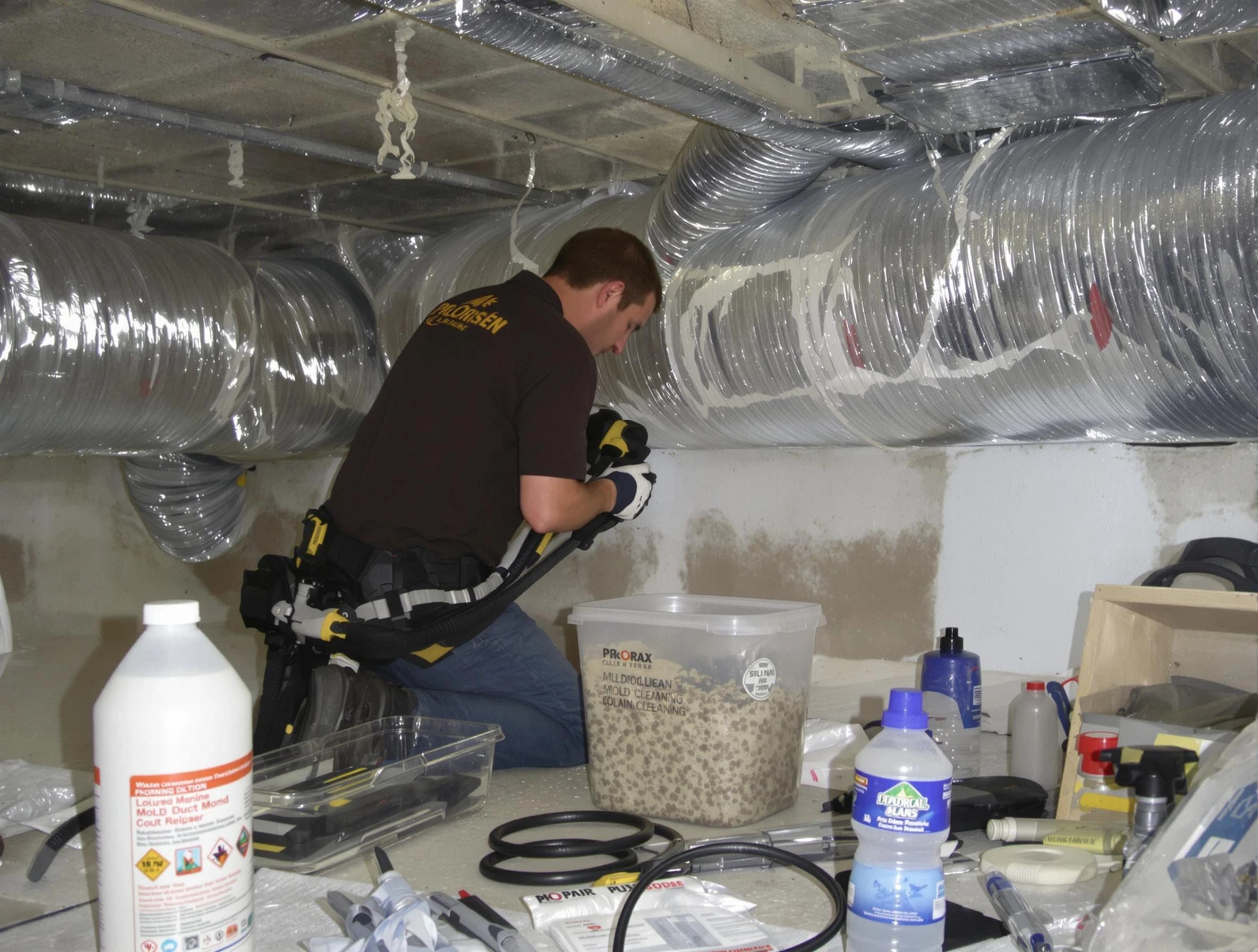 Bosque Farms Air Duct Cleaning specialist performing professional mold removal from air ducts in Bosque Farms