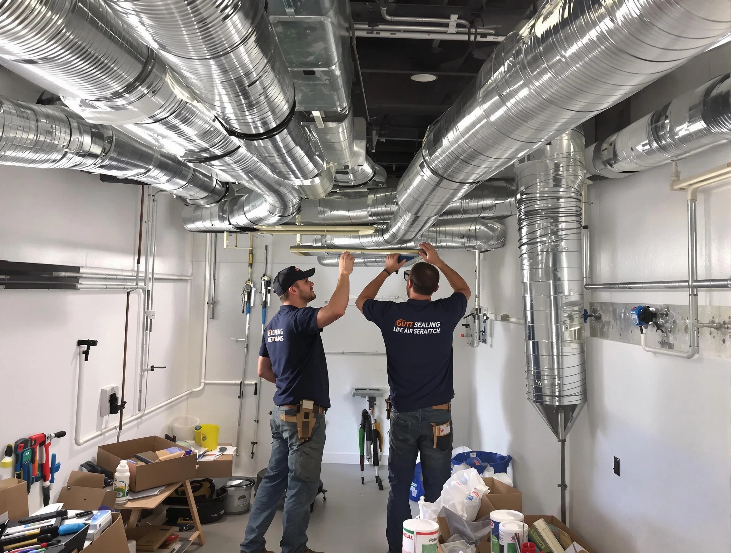 Bosque Farms Air Duct Cleaning technician applying professional duct sealing solutions in Bosque Farms