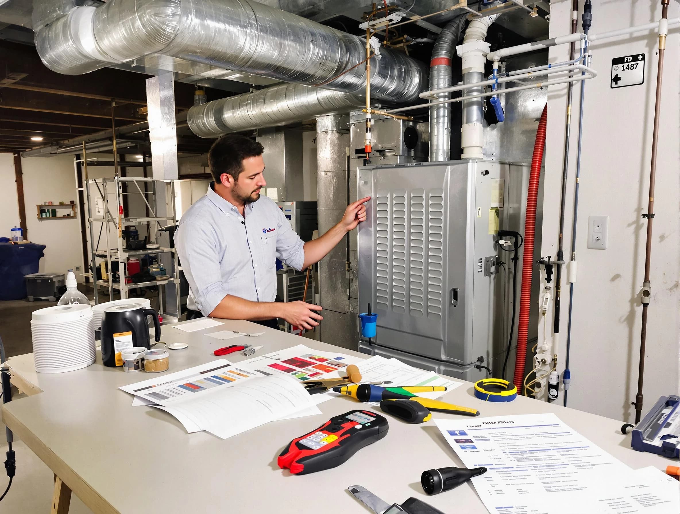 Bosque Farms Air Duct Cleaning inspector conducting detailed filter system evaluation using professional diagnostic tools in Bosque Farms