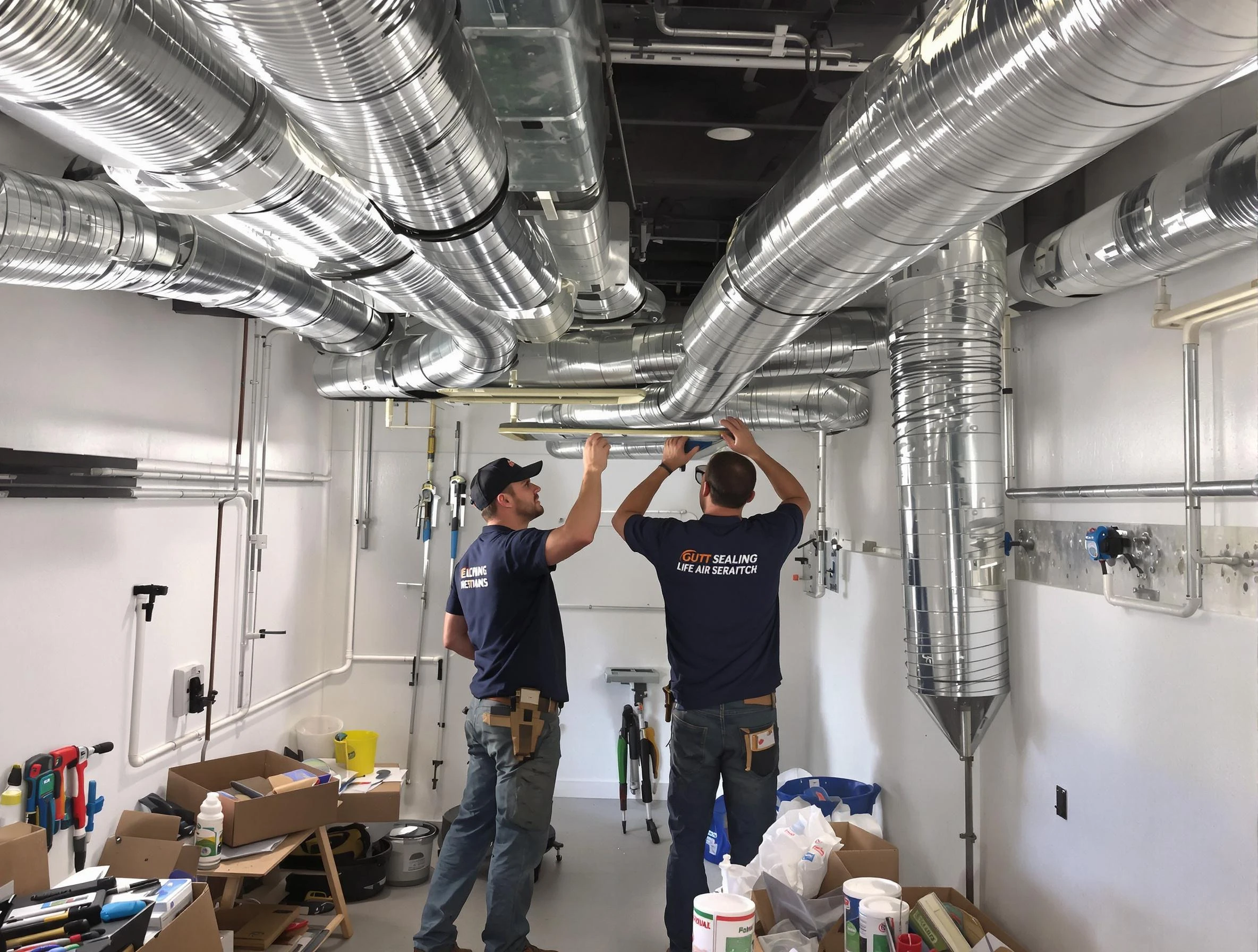 Bosque Farms Air Duct Cleaning technician applying professional duct sealing solutions in Bosque Farms