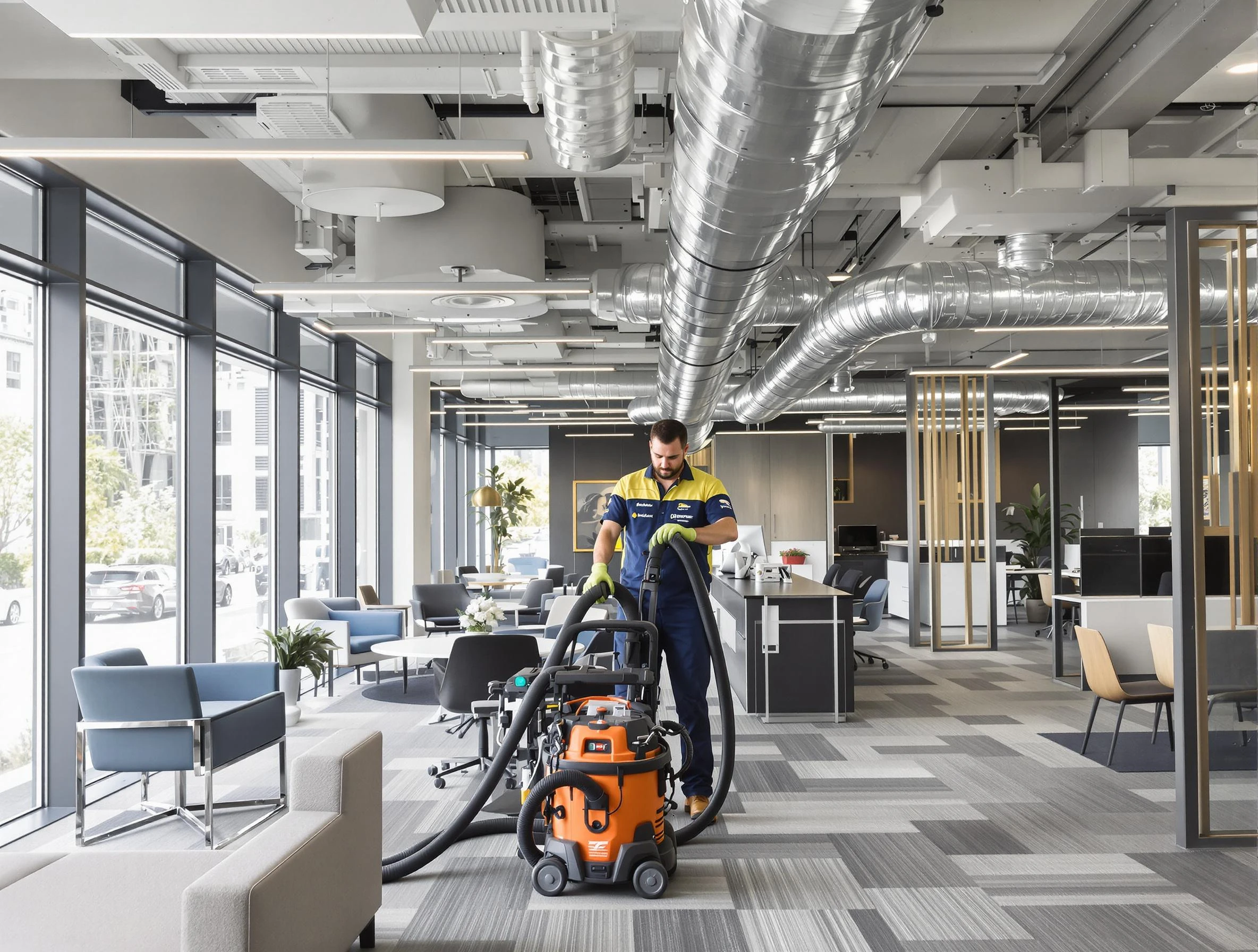 Bosque Farms Air Duct Cleaning team performing thorough commercial duct cleaning at a Bosque Farms business center